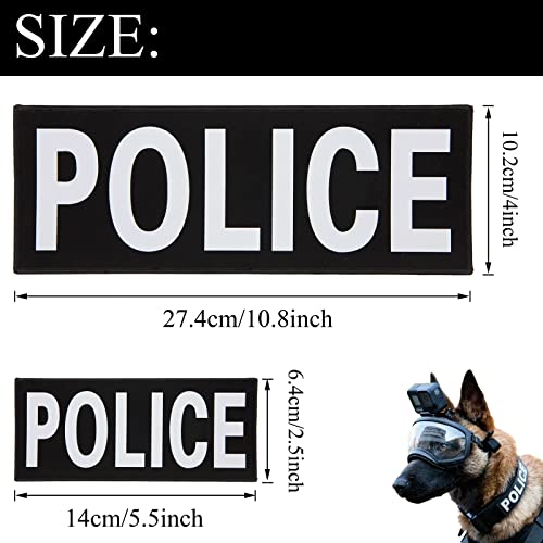 Reflektierende Police Klett Aufnäher Set Klettsticker Reflektorband Klettsticker Police Nachtsichtbarkeit Nylon Hook Loop Patch für Police Vest Tactical Hundegeschirr Weste Kragen, 2 Patches