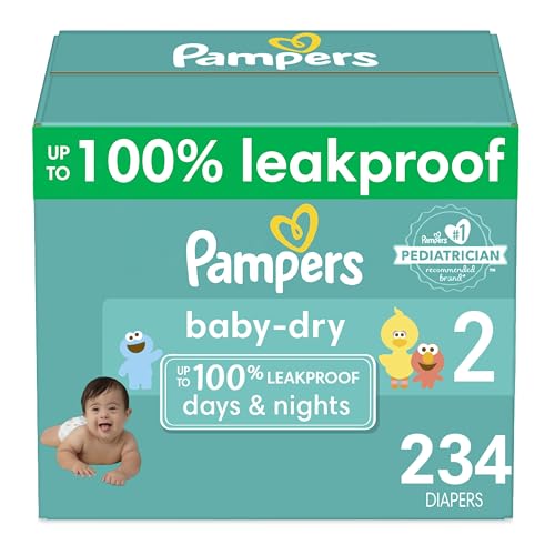Image of Pampers Baby Dry Diapers - Size 2, One Month Supply (234 Count), Absorbent Disposable Diapers
