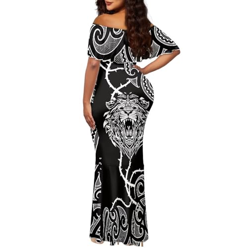 Image of Polynesian for Women S-7XL Off Shoulder Maxi Dress Hawaiian Summer Dresses