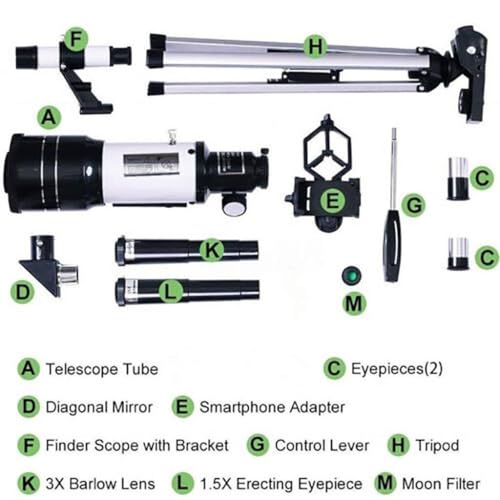 Telescopio Refractor Astronómico con Trípode, Compacto y Portátil miniatura 5