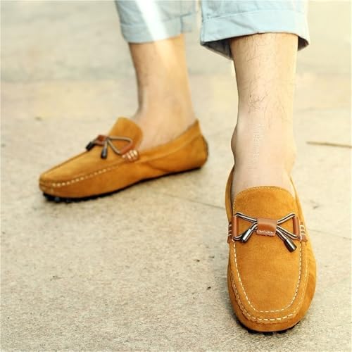 Mens Suede Driving Loafers Slip On Round Toe Comfortable Flexible Classic Casual Shoes Lightweight Breathable2