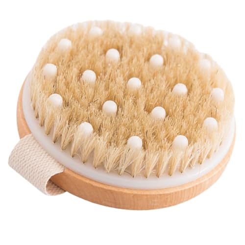 Genérico Cepillo de Baño de Madera sin Mango 11X11 CM Cepillo Exfoliante para Cuerpo Cerdas Naturales para Ducha y Baño Cuidado Corporal Profundo 1 Unidad Caqui