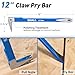 SHALL 4-Piece Pry Bar Set, 12-Inch Cats Paw Nail Puller, 10-Inch & 7.5-Inch Flat Claw Pry Bars, 8-Inch End Cutting Pliers, Utility Wonder Crowbar, Nail Remover Tool for Baseboard, Floor, Nails Removal