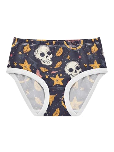 ZZKKO Vintage Skull Star Leaf Girls Underwear Toddler Panties for Girls Comfort Brief Size 2-8T