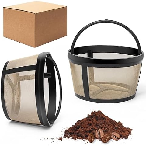 4 Cup Reusable Filter Basket With Mesh Bottom Fits MrCoffee Coffee Maker and Brewer - Permanent Filter Replacement for Mr Coffee Gold Basket-Style Filters 2-Pack Cover