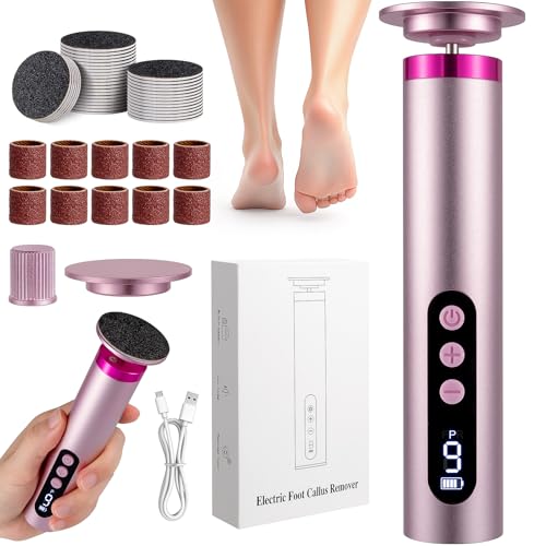 Coopache Hornhautentferner Elektrisch Ngelschleifer 2-IN-1, Wiederaufladbarer Hornhaut Entfernen Fuß 9 Stufen Einstellbar, Pediküre Set für rissige Fersen Hornhaut Harte Haut, Hände Fußpflege Set
