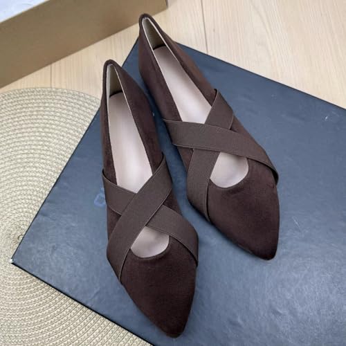Stunner Women's Mary Jane Ballet Flats Pointed Toe Cross Strap Dress Flats Soft Dance Flat Shoes2