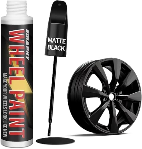 SMAPHY Matte Black Rim Touch Up Paint, Flat Black Wheel Paint Pen for Metal, Enamel, Car Wheel Scratch Repair, Universal Satin Matte Black for rims, Black Car Rim paint for Wheel Curb Rash, Scratches