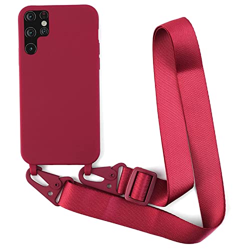 Collier pour Samsung Galaxy S22 Ultra Coque Silicone Bumper Housse Lanière avec Cordon Réglable Longueur Chaîne Antichoc Lanyard Case Housse Étui pour Samsung S22 Ultra 6.8" Cover
