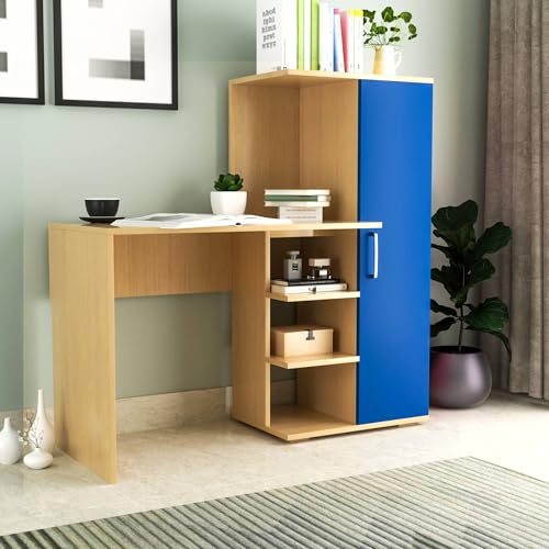 Image of Engineered Wood Office & Study Table for Study Room /Office /Work from Home || Engineered Wood Study Table || Freestanding || (Cream & Blue) |