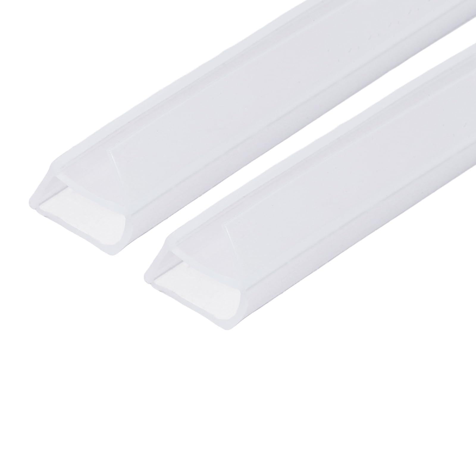 PATIKIL 2Pcs Shower Door Seal Strip (for 12mm Thick Glass 3.3 m Long) U-Shape Silicone Rubber Frameless Glass Door Sealing Strip to Stop Leaks Flexible Weather Stripping Fits for Bathroom