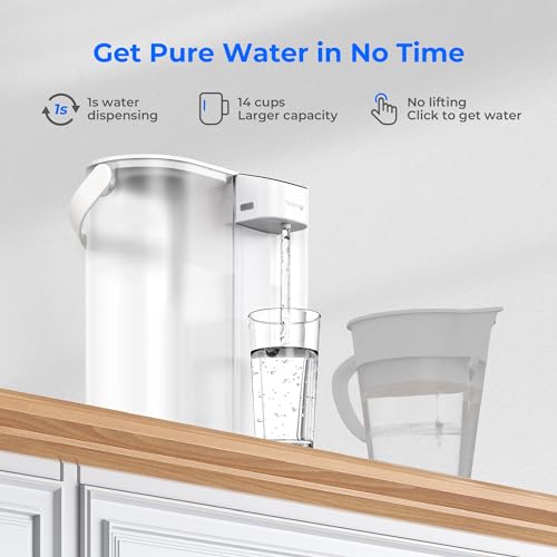 Image of Waterdrop ED02W Compact Electric Water Filter Pitcher, 14-Cup, White | 200-Gallon Rechargeable Instant Powerful Dispenser, NSF /ANSI 42&53&401&372, Reduce PFOA /PFOS, Lead, Chlorine, NOT Reduce TDS