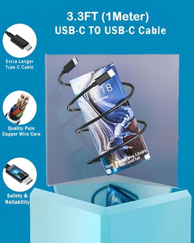 Image of 45W Type C Super Fast Samsung Charger Adapter with USB C to C 100 Cm Cable for Galaxy S25|S24|S23|S22|S21|Ultra|Plus|Fe, Tab S10|S9|A9|A9+|5G|+|Mobile Phone Support 45 watt Typec Quick Charge, Black