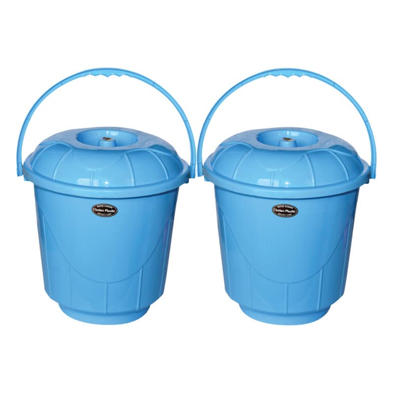 Chetan Virgin Plastic Unbreakable, Durable & Lightweight Strong Bucket with Lid and Handle for Storage, Bathroom Use - 25 Liters, Pack of 2, (Multicolor)-image-6