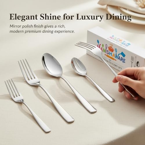 Image of Classic Silver 12 Pcs Stainless Steel Cutlery Set for Dining Table, Dishwasher Safe Glossy Flatware