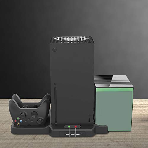 Base de carga Xbox Series S/X, soporte de base de carga para controlador de juegos, estación de carga dual Xbox con dos ventiladores de refrigeración para Xbox Series S/X Cover