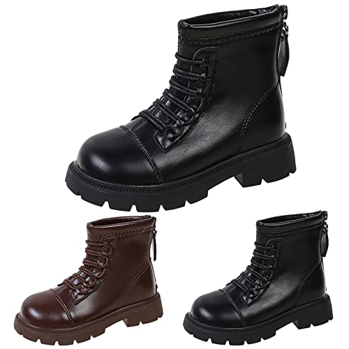 Winter Children Boots Boys And Girls Ankle Shoes Thick Soles Non Slip Solid Color Warm Back Zipper High Heels for3