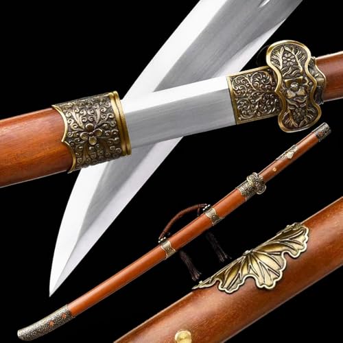 Tradition Kungfu Taichi Broadsword Sharp High Carbon Steel Blade Full Tang Battle Knife Handmade Chinese Saber Jian Wushu Dao Sword Katana