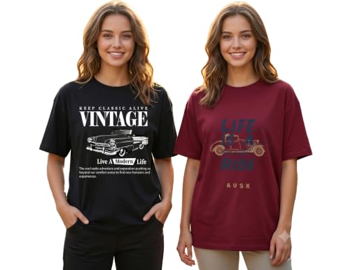 Image of AUSK Oversized T-Shirt for Womens || Graphic Front Printed Loose fit Womens Tshirt