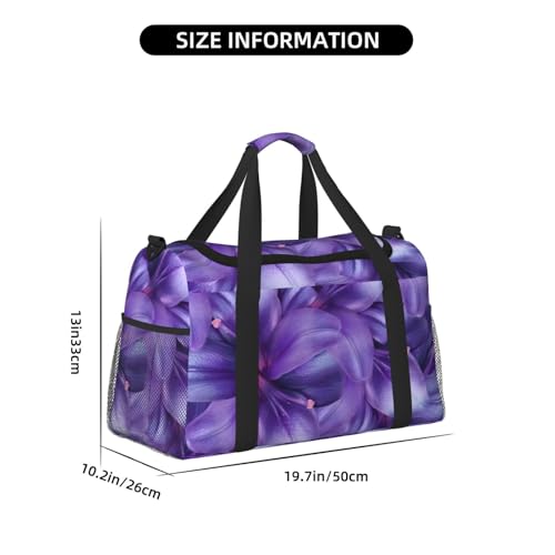 Sac de week-end imprimé fleurs de lys violettes motif chic