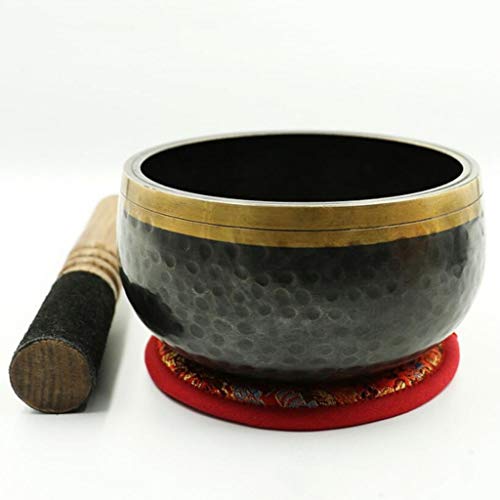 MYUYEE Cuenco Tibetano Antiguo De 5 Pulgadas para Yoga, Energía Positiva, Manual De Yoga De Nepal