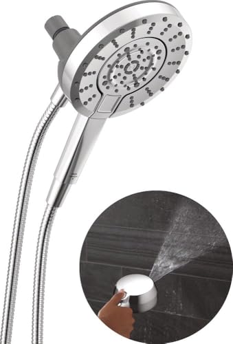 Image of Delta 5-Setting In2ition 2-in-1 Dual Shower Head with Handheld High Pressure ProClean Spray, Chrome Detachable Shower Head with Hose, 1.75 GPM Flow Rate, Chrome 75548