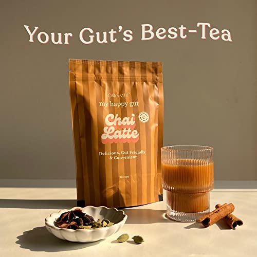 Cosmix My Happy Gut Chai Latte | For Improved Digestion & Overall Gut Health | Zero Refined Sugar, No Preservatives | Plant Based | Just add water & Enjoy (200g Pack of 1)