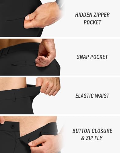 Men's Golf Dress Pants 30" Inseam Stretch Skinny Tapered Lightweight Breathable Chino Trousers with Pockets for Casual Work4