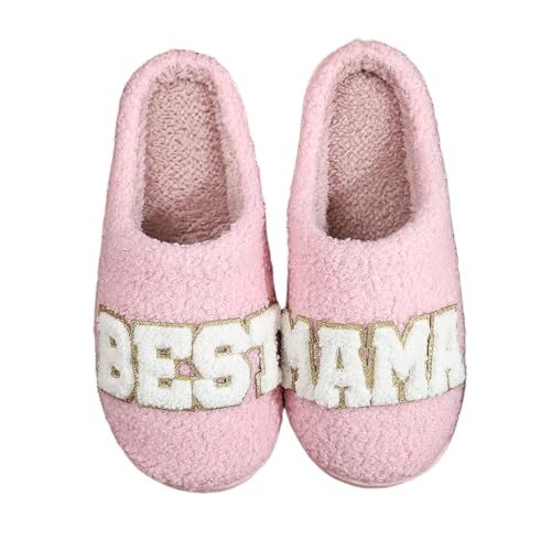 LNERIP MAMA Embroidery Plush Slippers