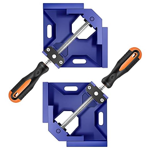 2 Pack Corner Clamp,90 Degree Right Angle Clamp, Aluminum Alloy Body, Adjustable Swing Jaw, Carbon Steel Threaded Rod for DIY Woodworking