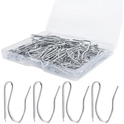 VRSS Drapery Hooks Pins for Curtains, 1.2 Inch Stainless Steel Curtain Hooks, Pin-On Drapery Hooks (60) Cover