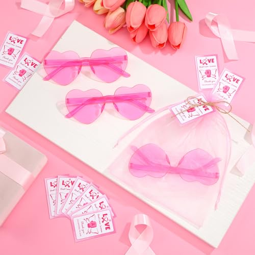 Breast Cancer Awareness Gifts Bulk Sunglasses Accessories Pink Heart Shaped Glasses Breast Cancer Survivor Gift3