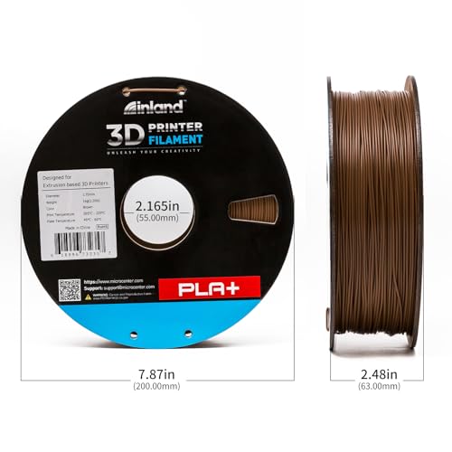 Image of INLAND Micro Center PLA+ 3D Printing Filament 1.75mm - PLA Pro Dimensional Accuracy + /- 0.03 mm - 1kg Cardboard Spool (2.2 lbs) (1 Pack Brown, 1.75mm)