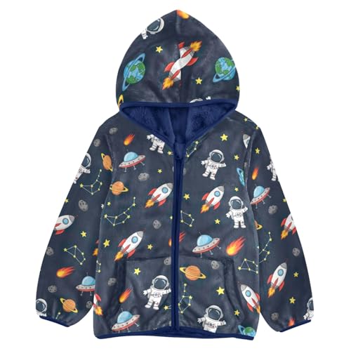 CHIFIGNO Cute Astronauts Kids Warm up Jacket Fleece Jacket for Fall Winter 3T