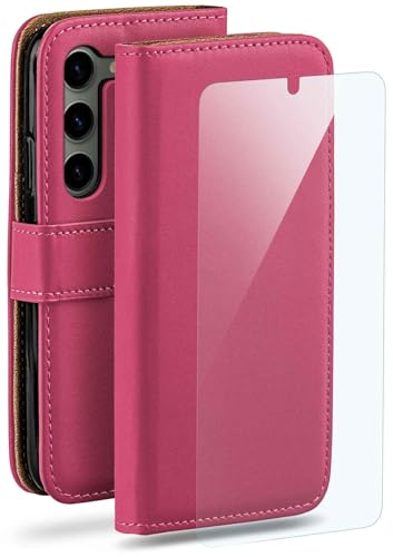 Étui pour Samsung S23 moex avec porte-cartes et film écran rose