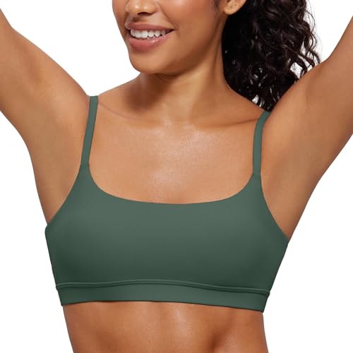 Image of CRZ YOGA Butterluxe Scoop Neck Sports Bras | Light Support, Removable Pads, Yoga, Extremely Soft, U Back, Adjustable Spaghetti Straps, for Women
