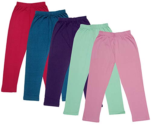 Image of IndiWeaves Girl's Regular Fit Cotton Capri Pants (71800-200201202203205-IW-P5-24 Light Purple, Sea Green, Wine, Blue, Magenta 4 Years-5 Years)