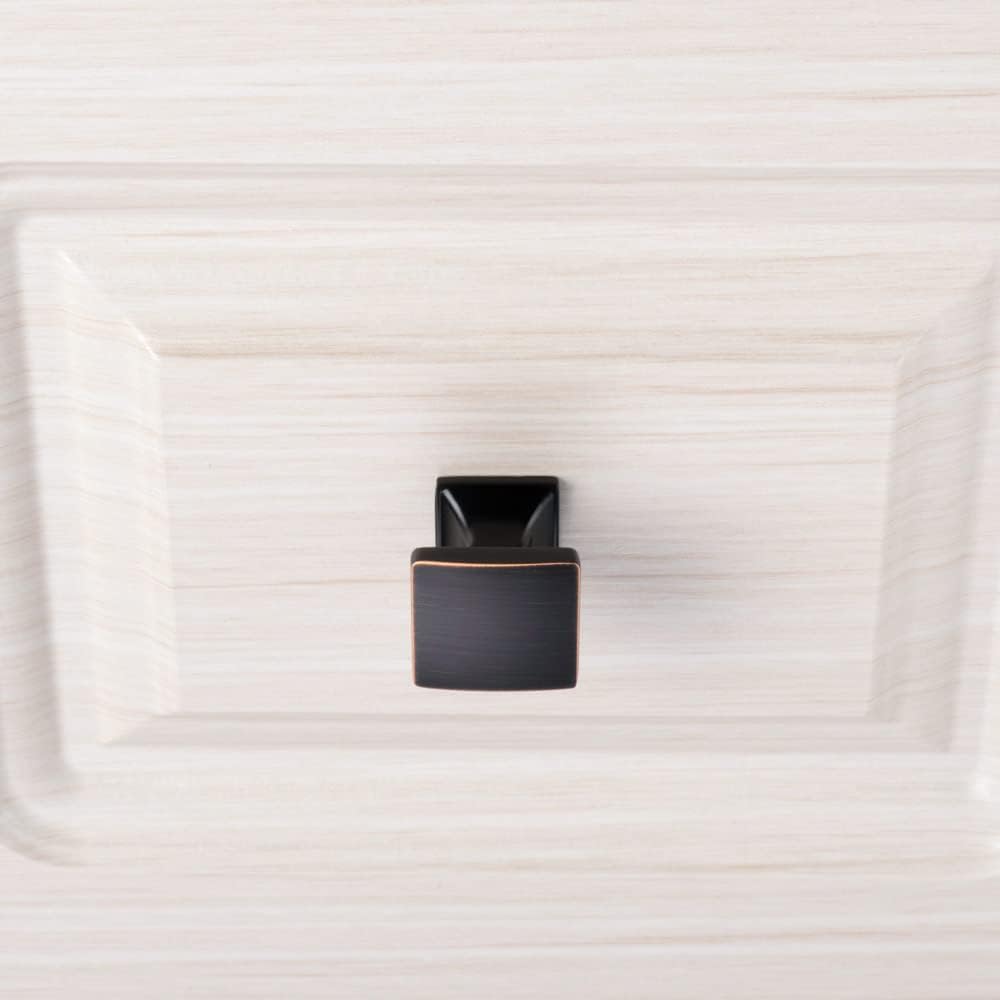 KOOFIZO 30 Pack Small Oil Rubbed Bronze Cabinet Knobs Rubbed Bronze Drawer Knobs K09 Square Single Hole Cabinet Pulls for Cabinets Drawers Dresser Cupboard Bedroom Closet Bathroom Vanity