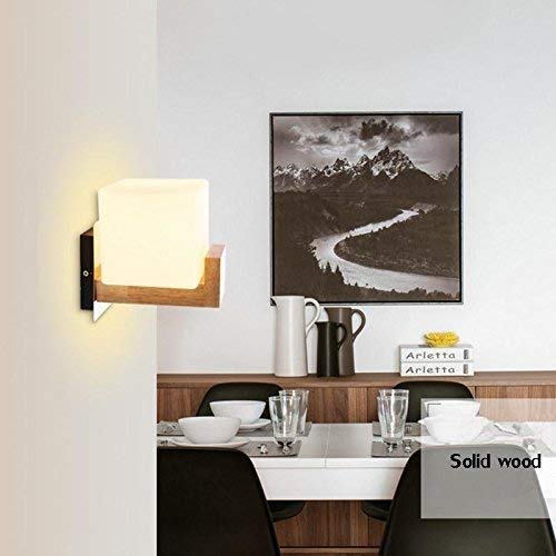 Lámpara de pared de madera maciza y vidrio con tecnología LED 3W E27 5