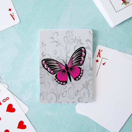 Cartas de Poker Estándar con mariposa rosa miniatura 3