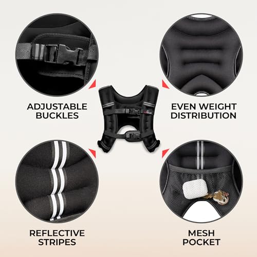Amstaff Fitness Weighted Vest - Weight Vest for Running, Strength Training & Muscle Building, Features Reflective Stripe for Safe Outdoor Workouts (8lbs, Pink) by AmStaff Fitness - Image 5