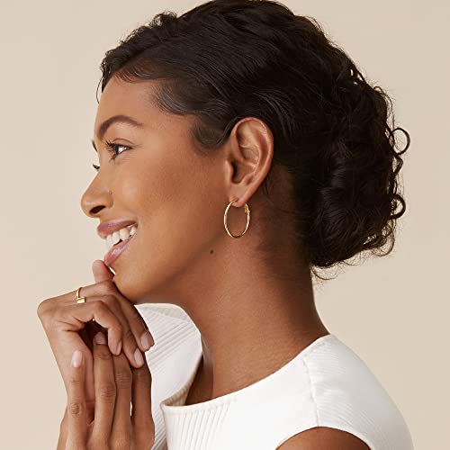 Image of PAVOI Gold Hoop Earrings for Women, 14K Gold Plated Paddle-Back Hoops