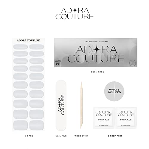 Adora Couture NG200168 Semi Cured Gel Nail Strips Clear | 20Pcs Transparent Magnetic Glaze Strong Nail Wraps Kit For Women | Gel Nail Stickers thumb #5