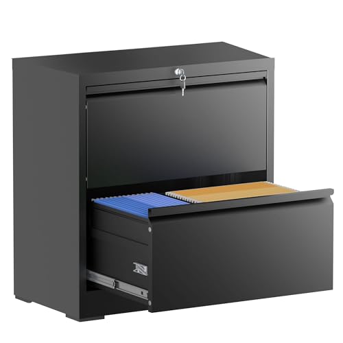 FOSTOKO Lateral File Cabinet with Lock, 2 Drawer Filing Cabinet, Metal File Cabinets for Home...