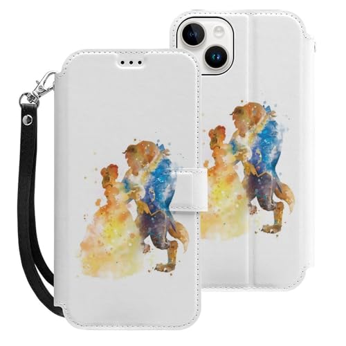iPhone 15 Plus 用 ケース 手帳型 美女と野獣 IPhone15用 ケース 財布型 PUレザー おしゃれ スマホケース 人気 携帯カバー カード収納 スタンド機能 ワイヤレス充電対応