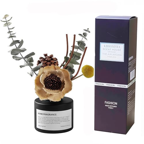 Diffuseur de parfum avec bâtons et véritables fleurs séchées