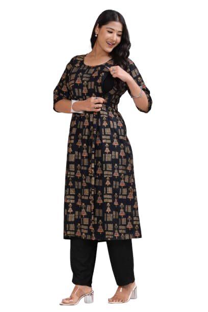 Women’s Rayon Printed Maternity & Feeding Kurti Pent with Concealed Nursing Zippers-image-8