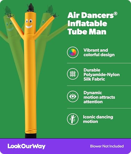 Image of LookOurWay Air Dancers Inflatable Tube Man Attachment - 20 Feet Tall Wacky Waving Inflatable Dancing Tube Guy for Business Promotion - Blower Not Included - Yellow