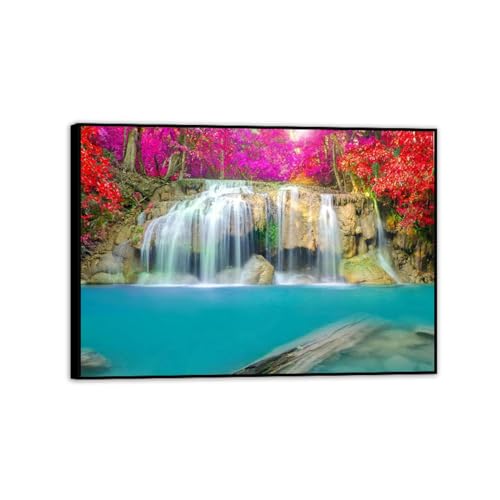 Toile paysage marin RYLJCZ 40x56cm tableau ocean avec cadre noir pret a suspendre