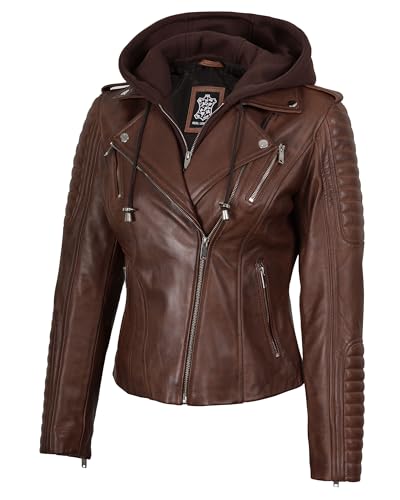 fjackets Leather Jackets For Women With Removable Hood - Real Lambskin Leather Jacket Womens For Every Season